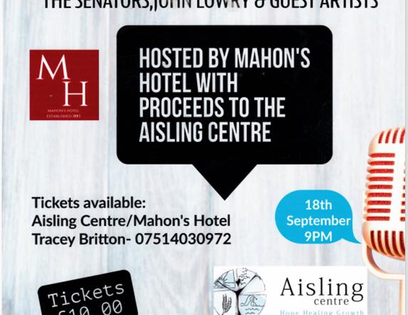 Charity Live Music Event – Saturday 18th September from 9pm – with music from the Senators, John Lowry and guests. Hosted by Mahon's Hotel with procee