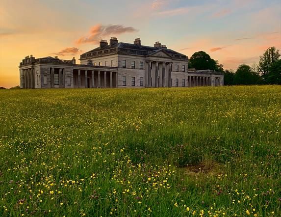 Castle Coole mansion at sunset