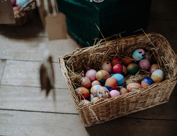 a basket of easter eggs