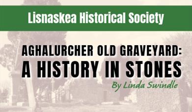 Faded image of old graveyard with text overlaid with the title of the talk