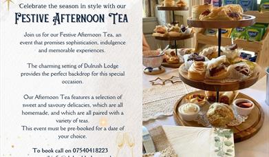 AFTERNOON TEA TABLE AND INFORMATION ABOUT THE EVENT