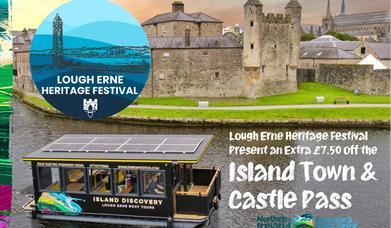 Island Discovery boat in front of Enniskillen Castletle