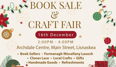 Poster promoting a book sale and craft fair