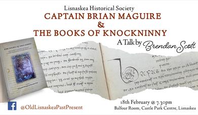Poster promoting a history talk on the Maguires and the Books of Knockninny