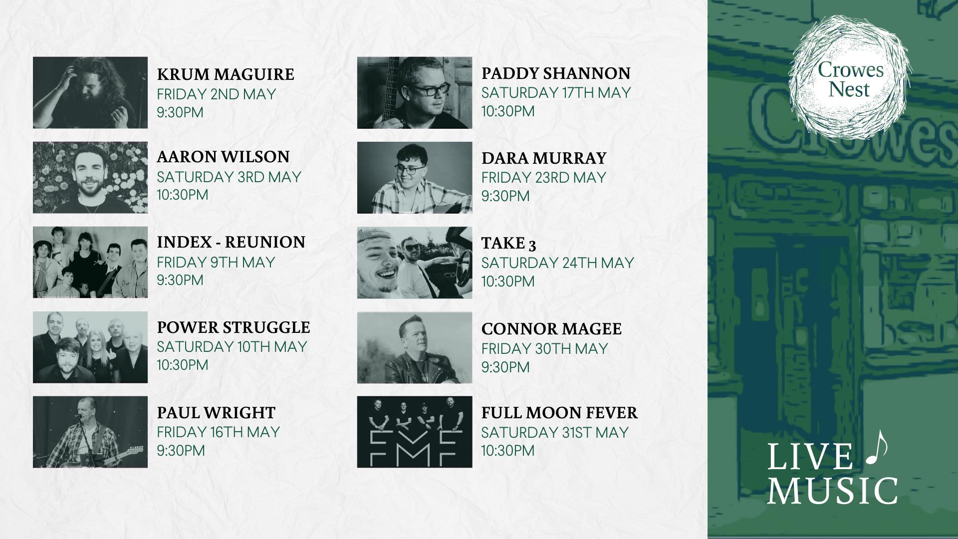Live Music at The Crowes this May