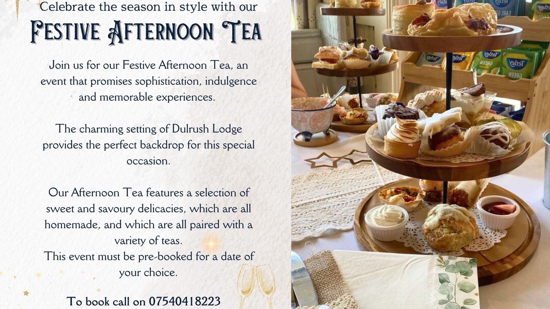AFTERNOON TEA TABLE AND INFORMATION ABOUT THE EVENT