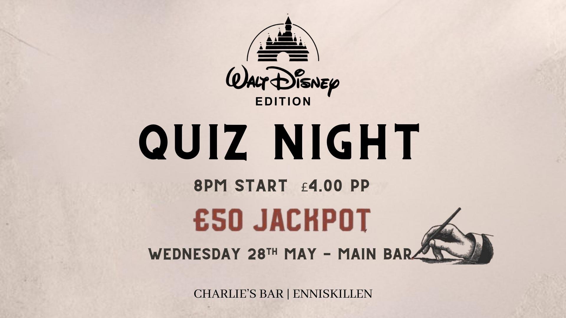 Disney Quiz Night at Charlies Bar 28th May
