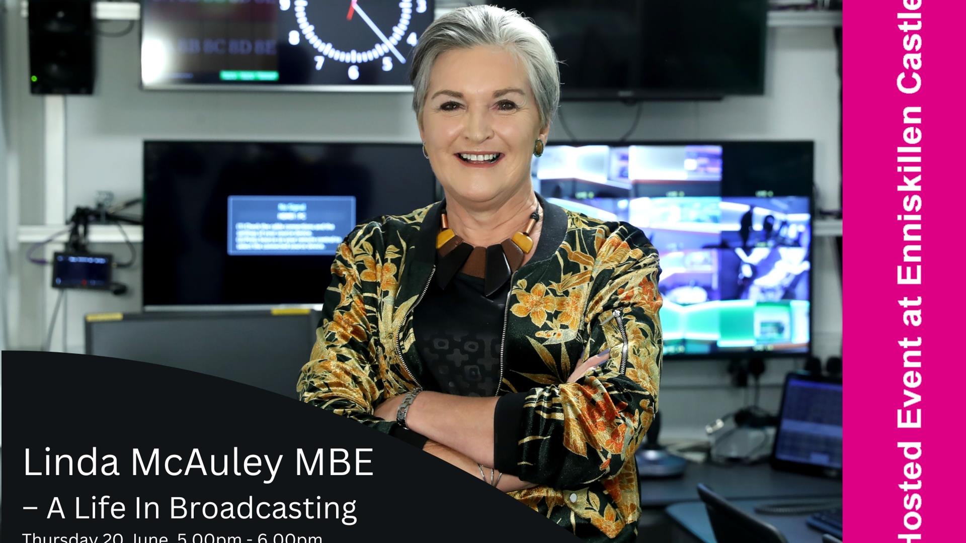 Linda McCauley smiling in a BBC Radio studio