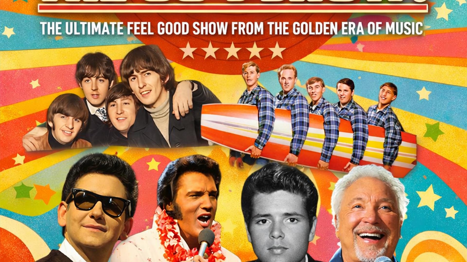 Colourful image of 1960s icons to portray the tribute show Legends of the 60s