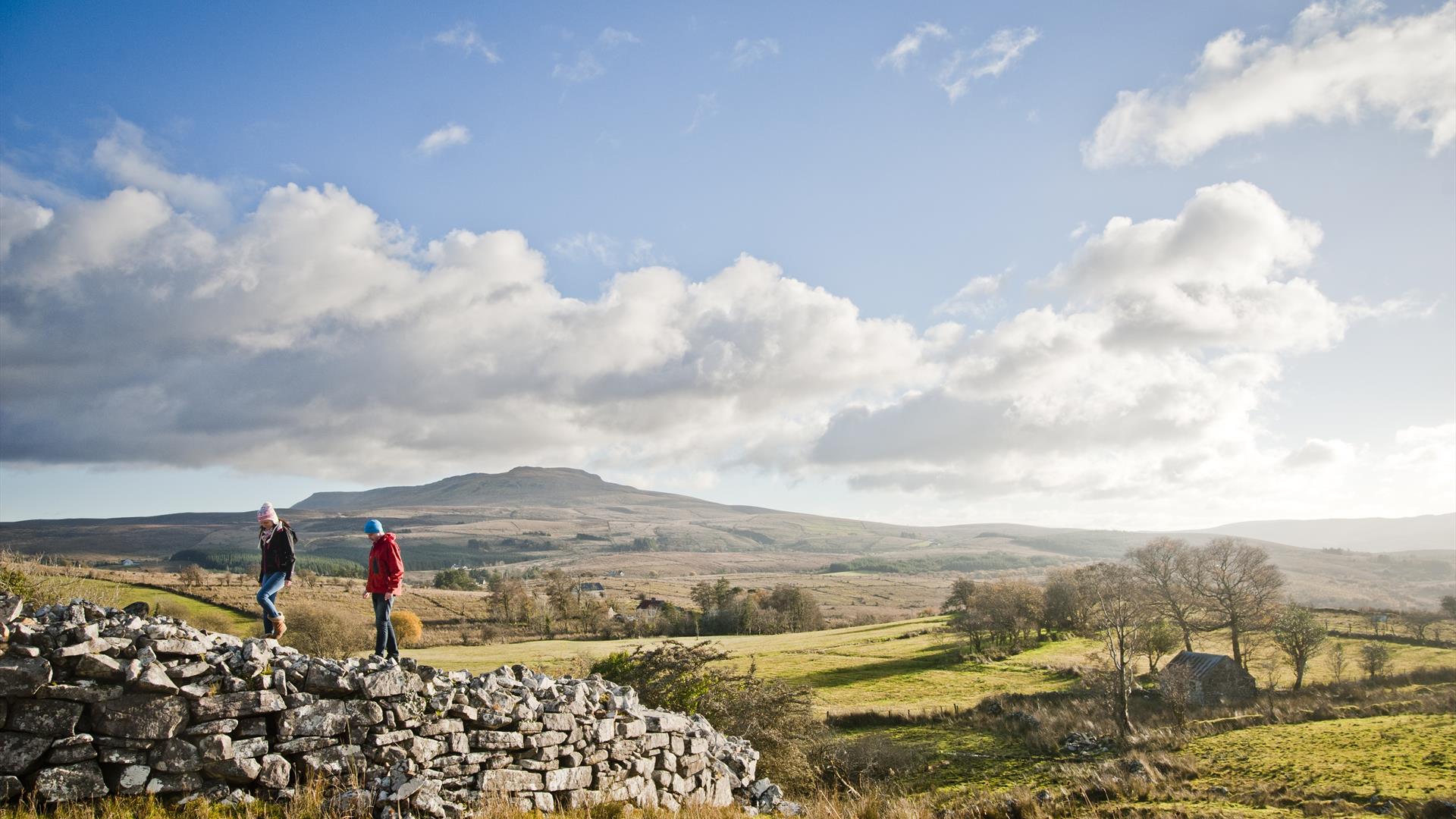 Cuilcagh mountain in the distance of a scene