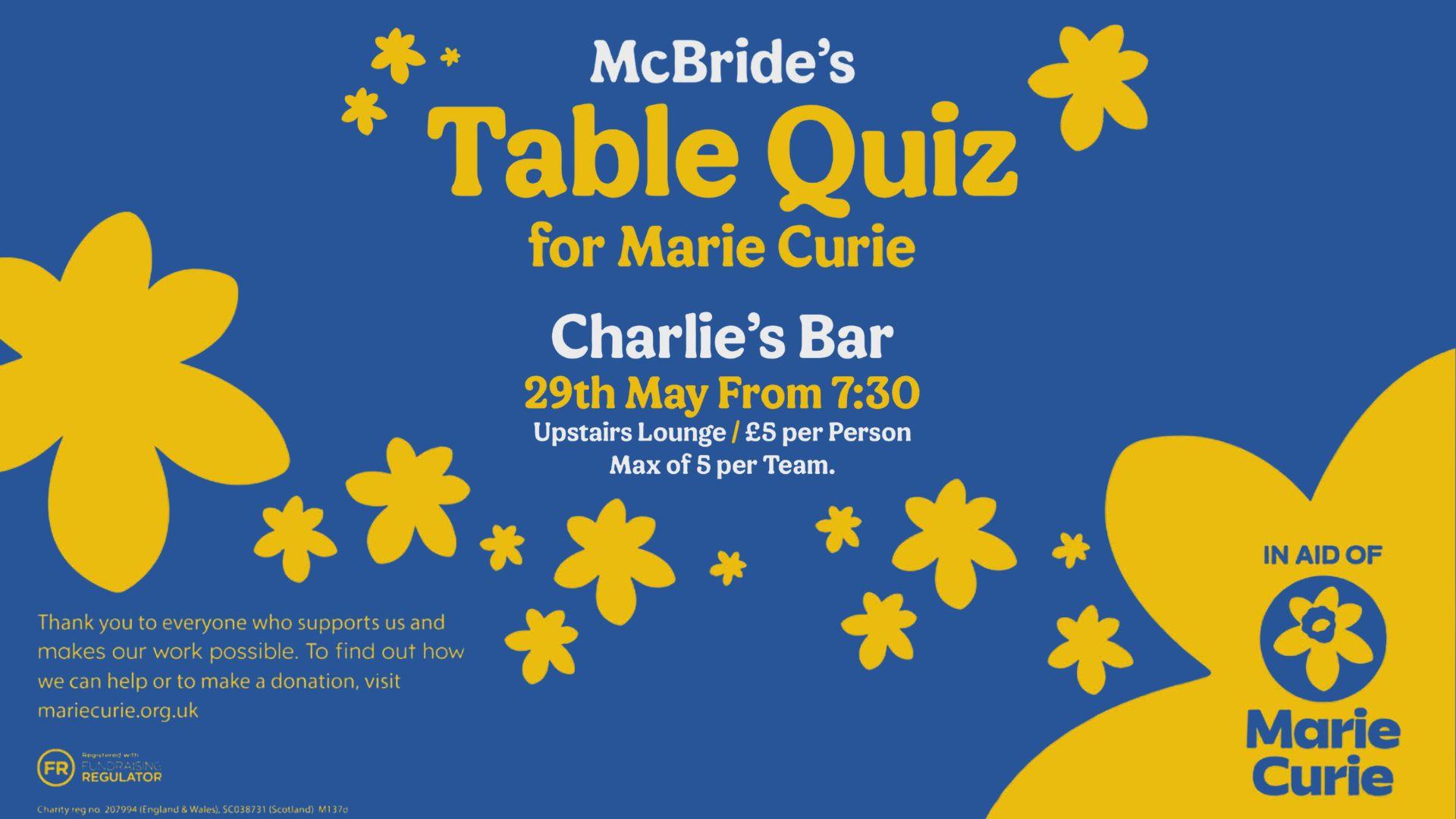 Marie Curie Pub Quiz