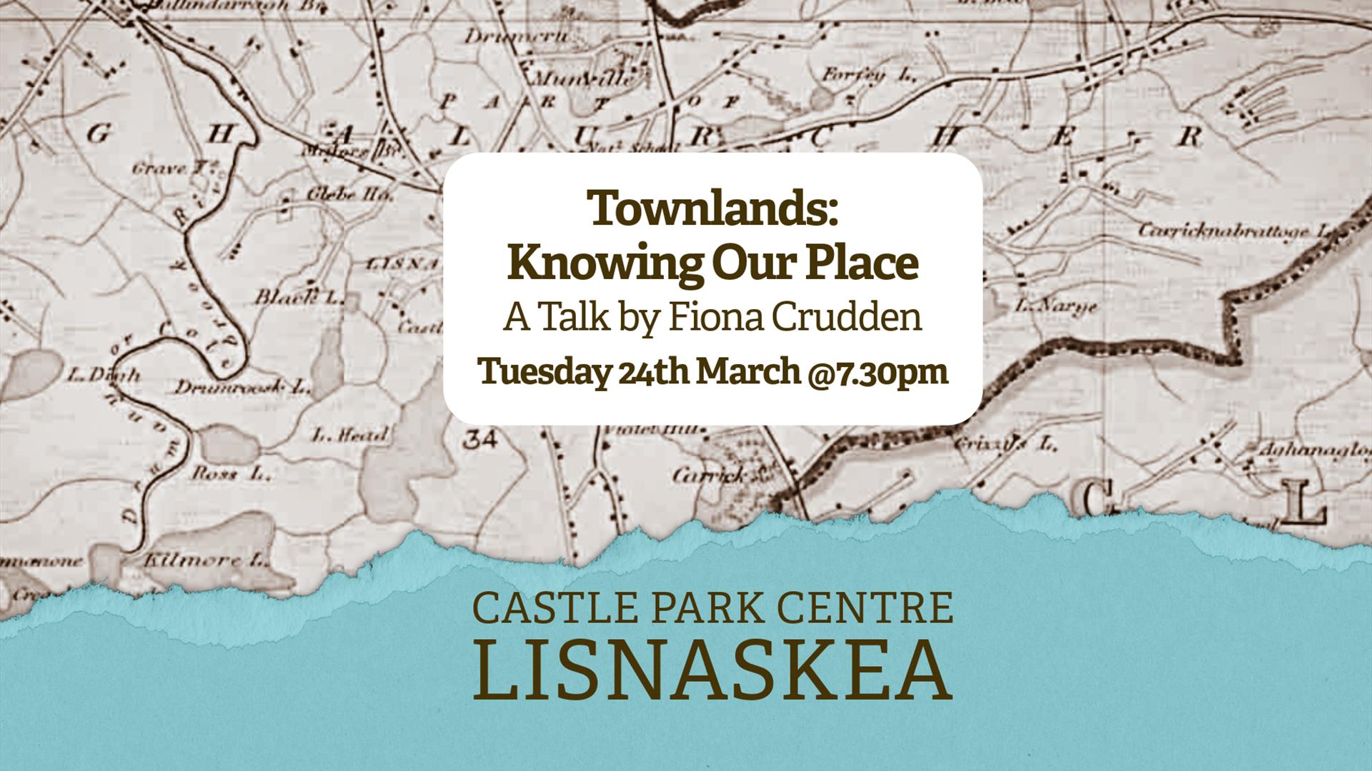 Poster promoting a history talk on townlands around Lisnaskea