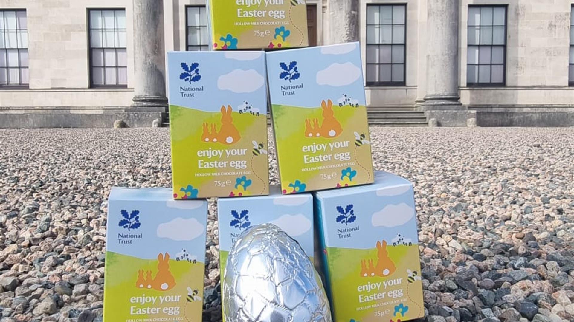 Easter eggs in front of the mansion at Castle Coole, County Fermanagh