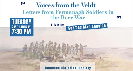 Poster promoting a history talk on Fermanagh Soldiers in the Boer War