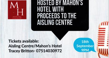 Charity Live Music Event – Saturday 18th September from 9pm – with music from the Senators, John Lowry and guests. Hosted by Mahon's Hotel with procee