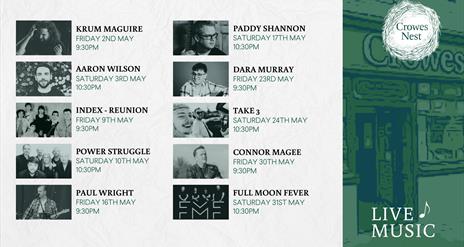 Live Music at The Crowes this May