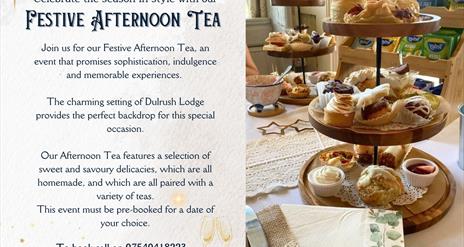 AFTERNOON TEA TABLE AND INFORMATION ABOUT THE EVENT