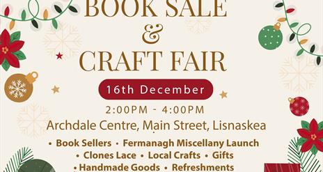 Poster promoting a book sale and craft fair