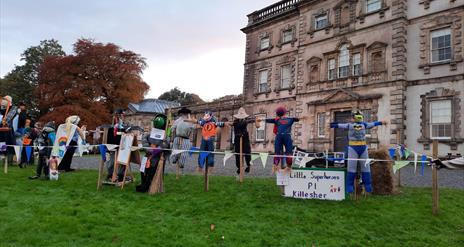 Scarecrows on the front lawn in Florence Court