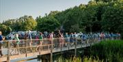 People walking on a bridge