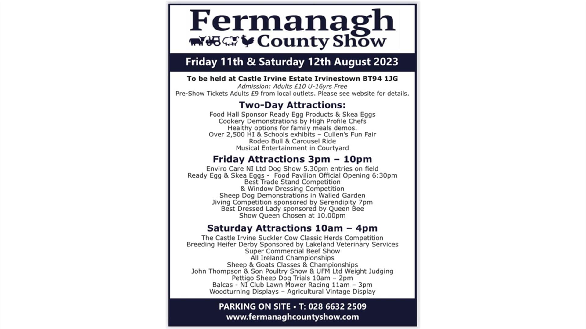 Fermanagh County Show  - Castle Irvine 11th & 12th August 2023