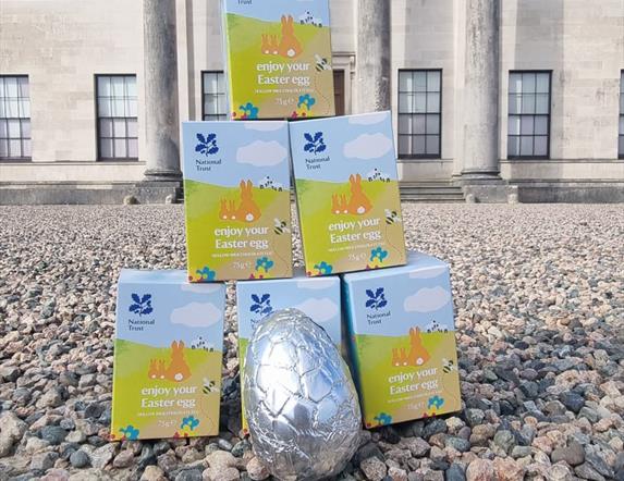 Easter eggs in front of the mansion at Castle Coole, County Fermanagh